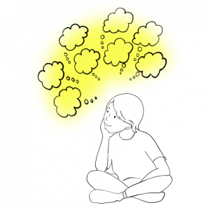 Copyrighted illustration of young mind thinking positive thoughts